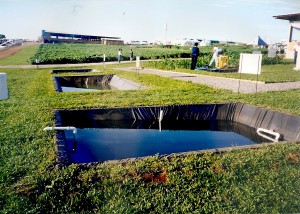 Tanque escavado em geomembrana de PVC